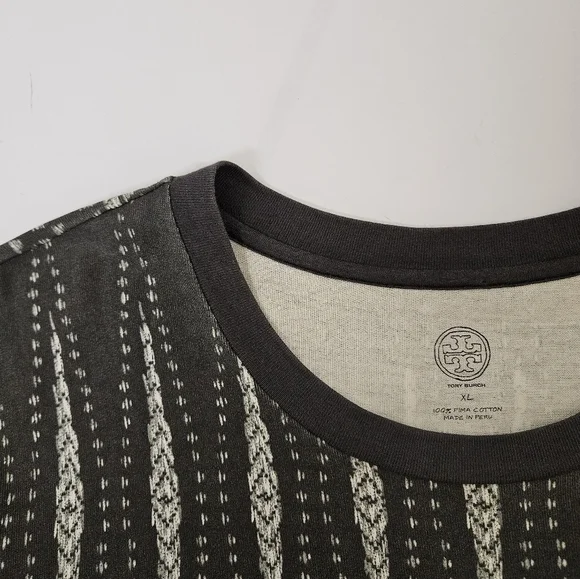 Tory Burch Bologan Knit Aztec Drawstring Dress in Charcoal and White Sz XL - Picture 9 of 10